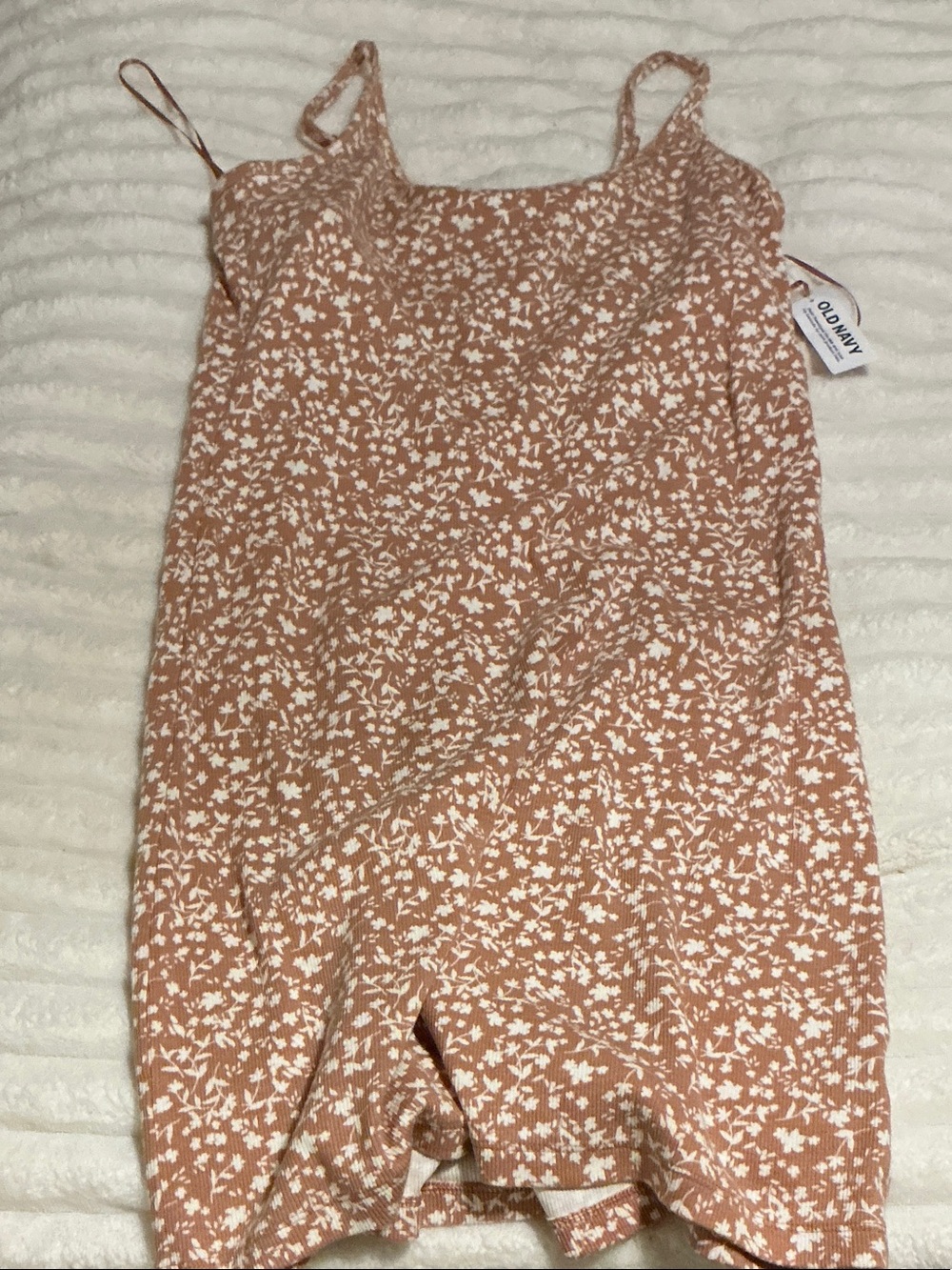 Old Navy Rust Floral One-Piece Romper with White Print
